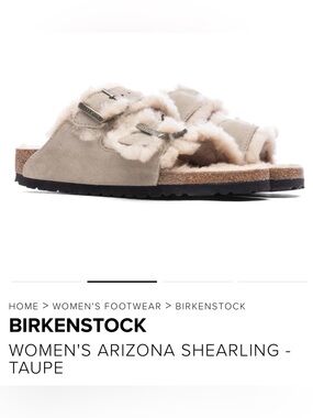 Birkenstock Women's Arizona Shearling Sandal - Beige Taupe